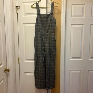 Gypsies & Moondust  Academia Plaid Overalls Jumpsuit Pockets Size Medium